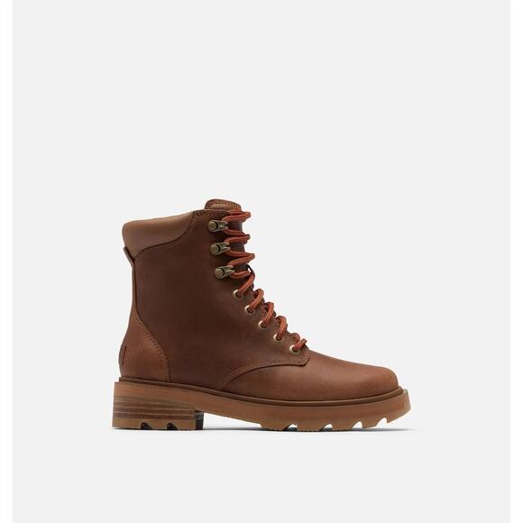 Sorel Lennox Lace STKD Brown Leather Waterproof Lace Up Boots Size 7 Retail $189 - Picture 1 of 14